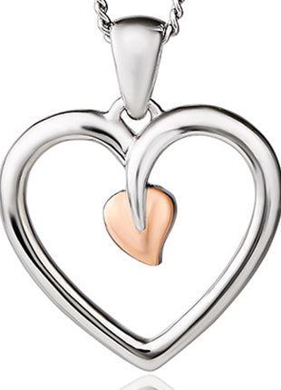 A Clogau Tree of Life® Heart Pendant 3STLHP7 on a chain.