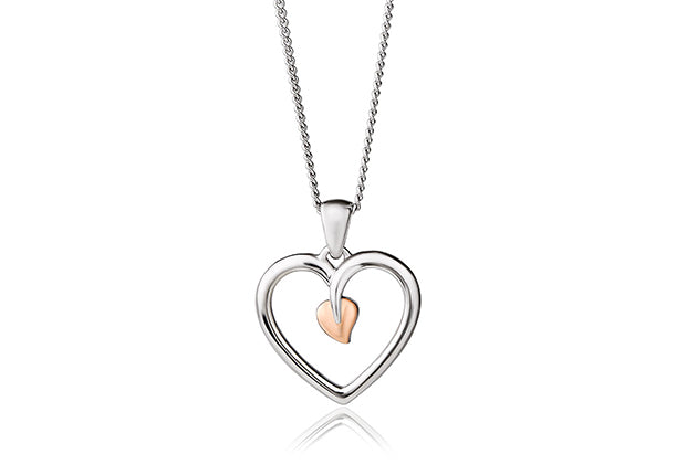 A Clogau Tree of Life® Heart Pendant 3STLHP7 on a chain.