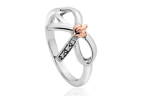 Clogau Tree of Life® Bow Ring. 3STOLBR in sterling silver and rose gold.