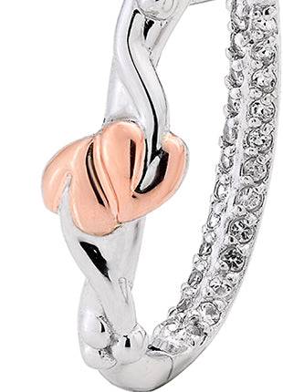 A white and rose gold Clogau Tree of Life® Earrings 3STOLHHE with a flamingo on it.