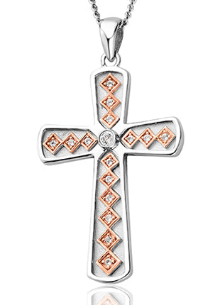 A Clogau Welsh Heritage Cross Pendant 3SWRWCP with diamonds.