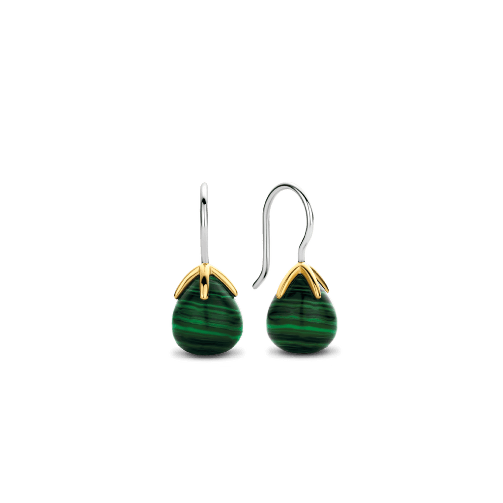 TI SENTO – Green earrings with a green malachite stone.