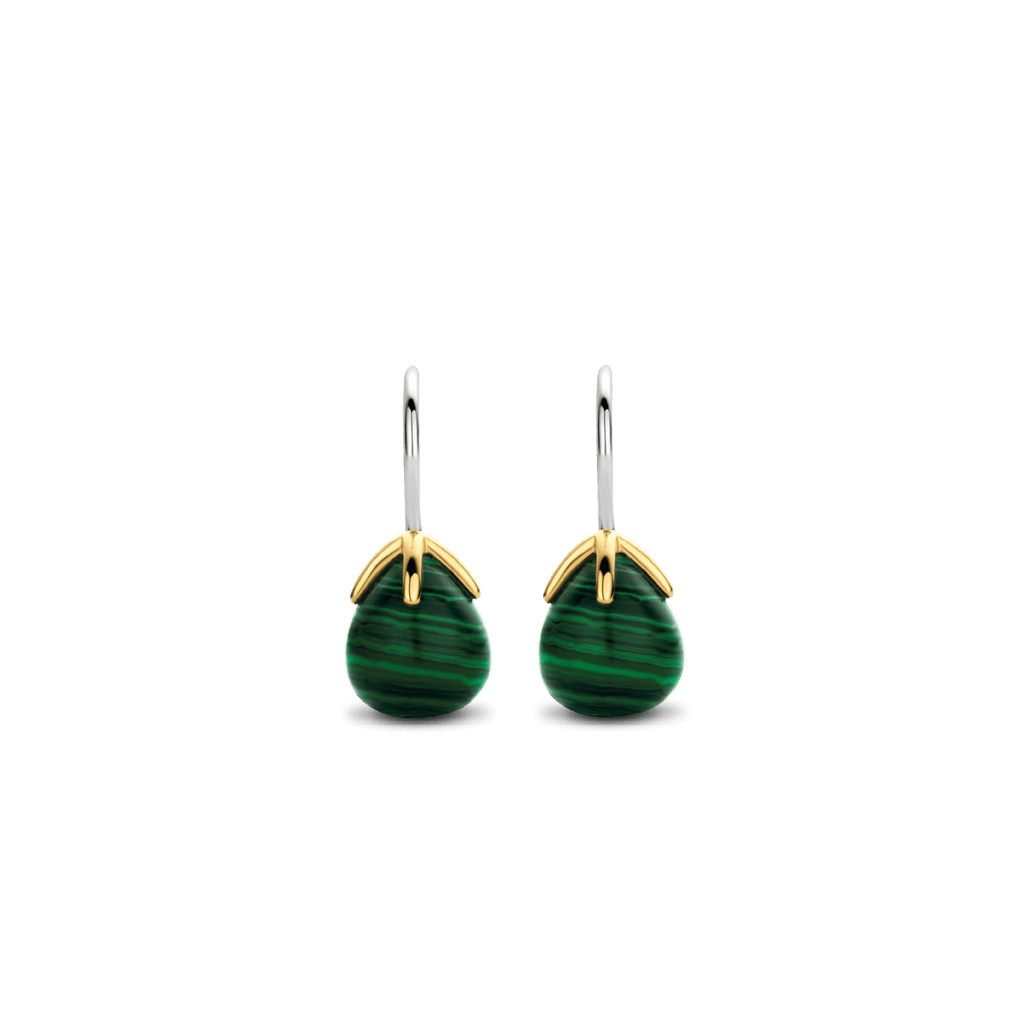 TI SENTO - GREEN EARRINGS with a green malachite stone.