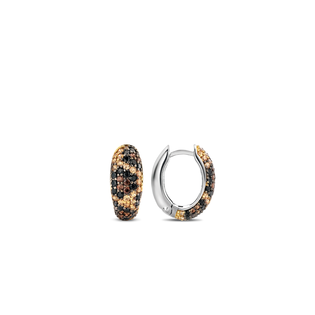 A pair of TI SENTO – HOOP EARRINGS_1 with black and white diamonds.