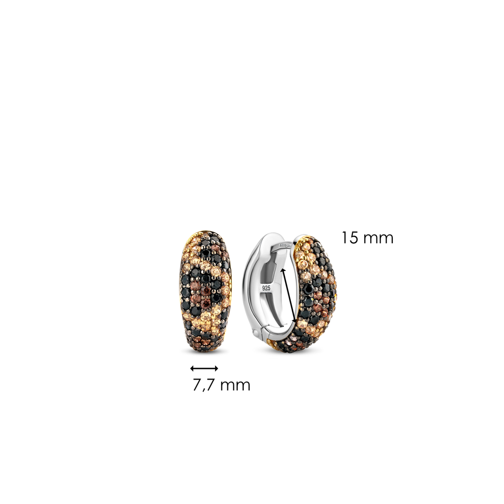 A pair of TI SENTO – HOOP EARRINGS_1 with black and brown stones.