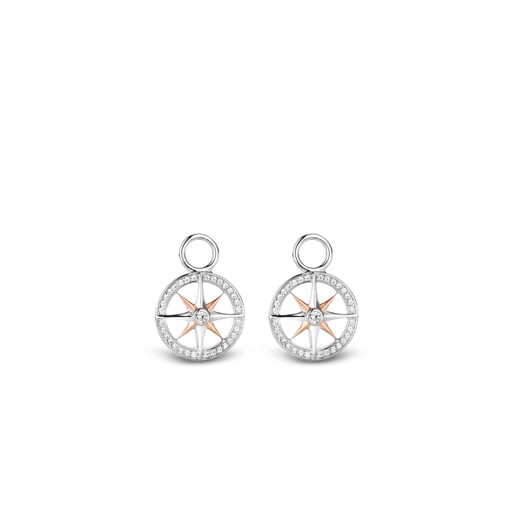 A pair of TI SENTO Milano Ear Charms in white gold and diamonds.