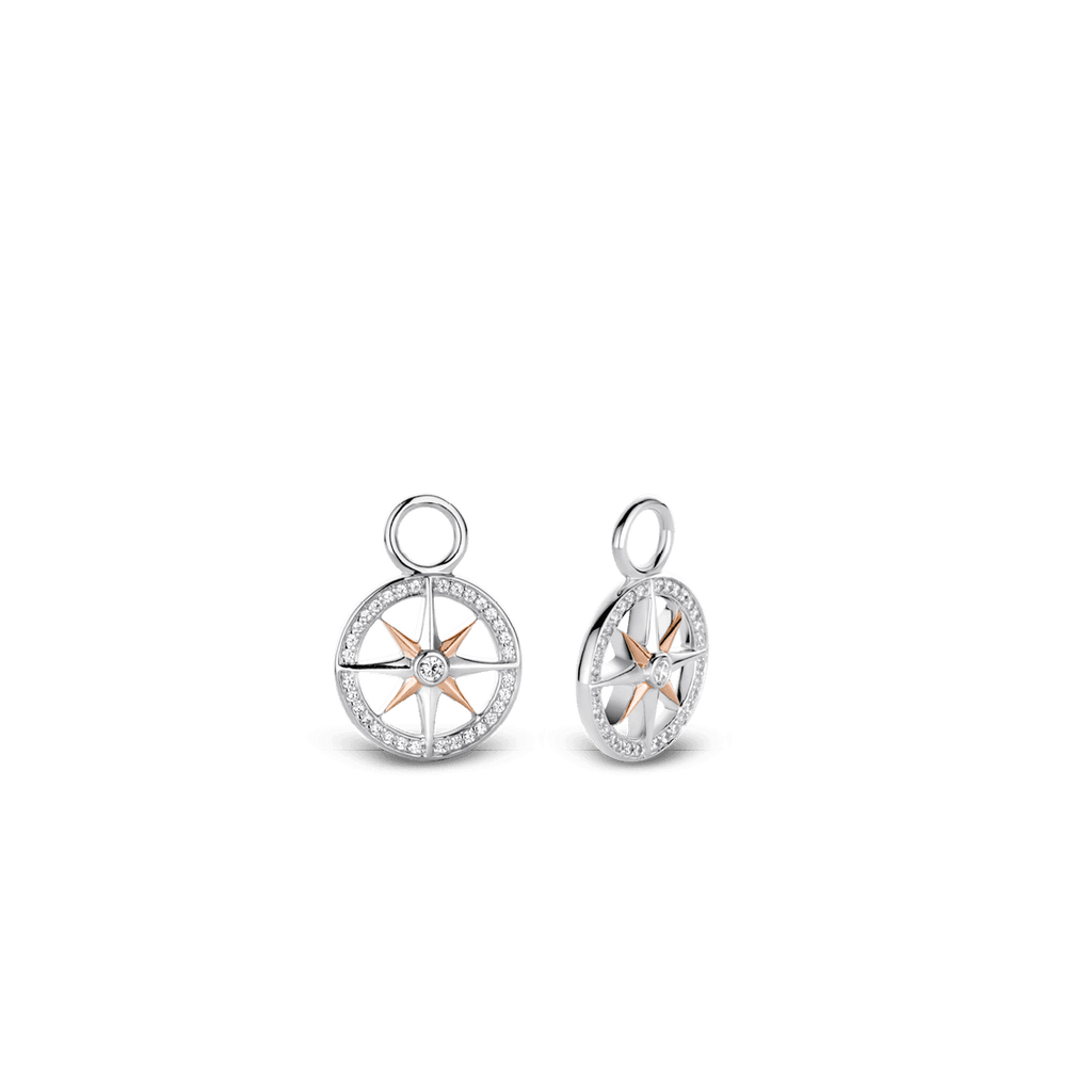 A pair of TI SENTO Milano Ear Charms with white and pink diamonds.