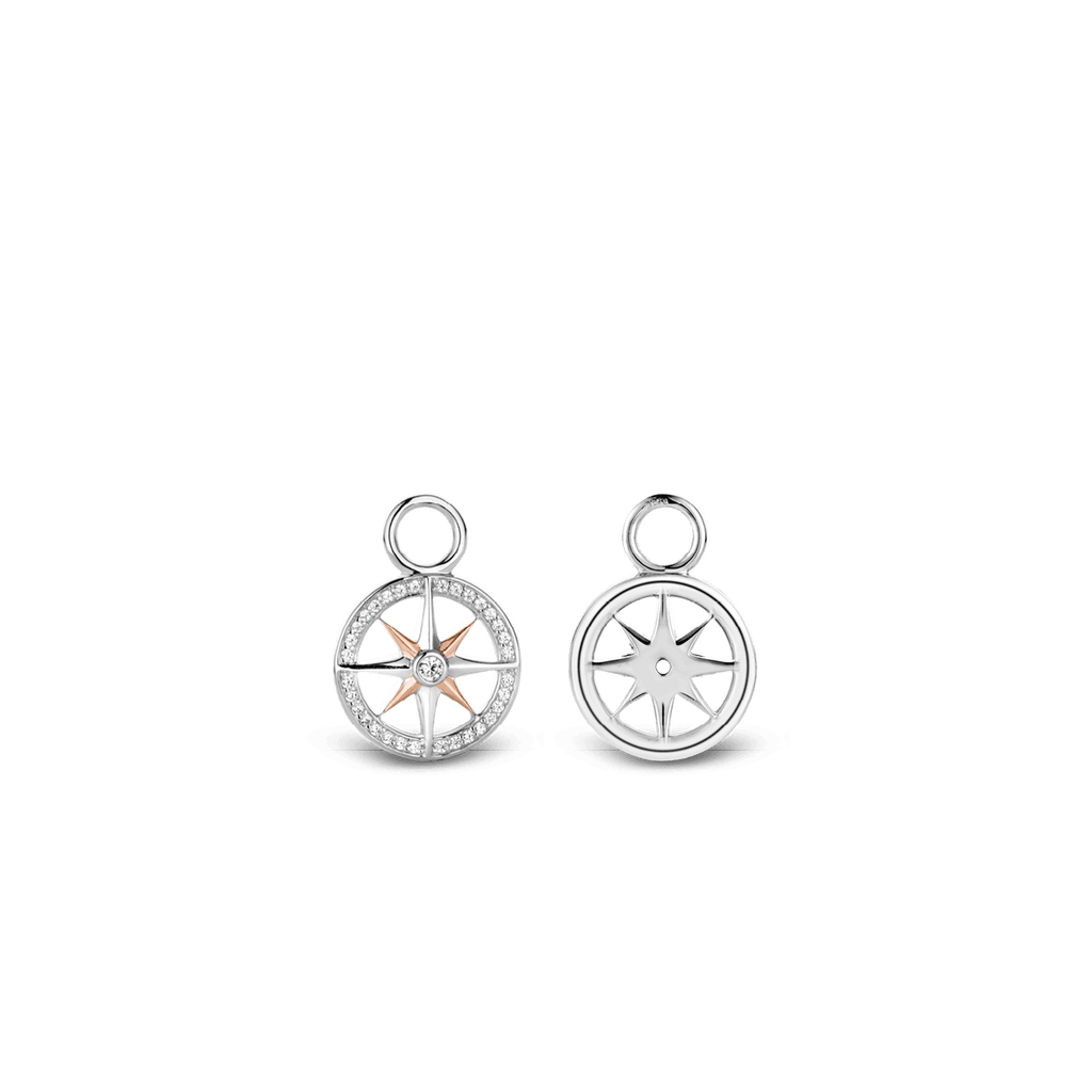 A pair of TI SENTO Milano Ear Charms in white gold and diamonds.