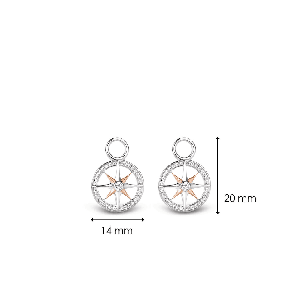 A pair of TI SENTO Milano Ear Charms in silver and rose gold.
