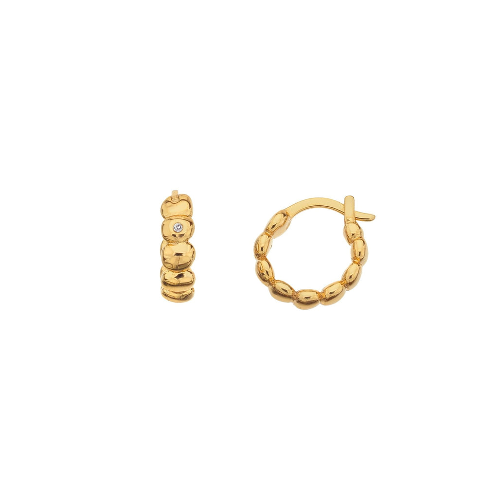 A pair of Hot Diamonds X Jac Jossa Beach hoop earrings with diamonds.
