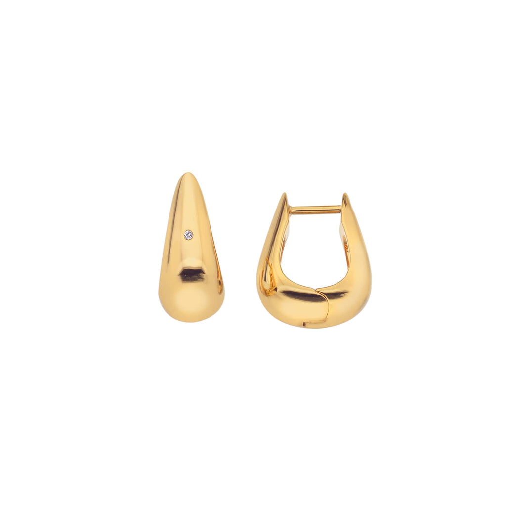 A pair of Hot Diamonds X Jac Jossa Soul Huggie Earrings with diamonds.