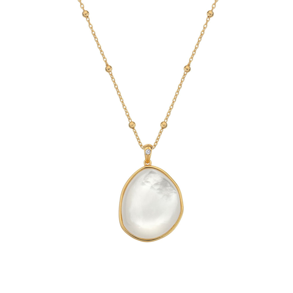 A gold necklace with a HOT DIAMONDS X JAC JOSSA Calm Mother Of Pearl Pendant.
