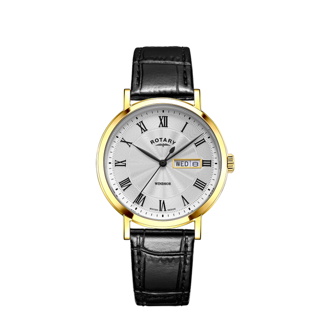 A ROTARY WINDSOR GENTS WATCH with roman numerals.