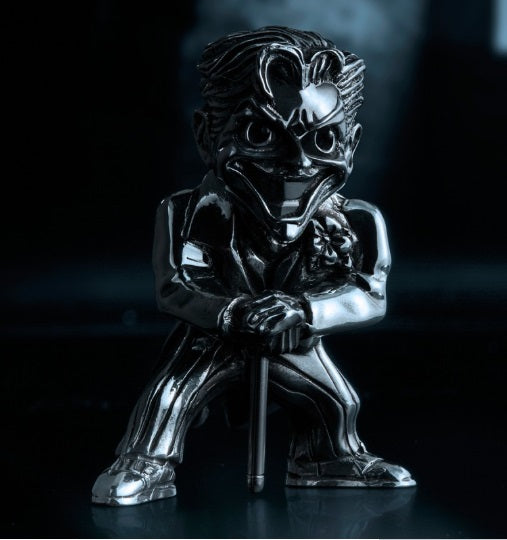 A silver Joker Mini Figurine 017971R with a cane.