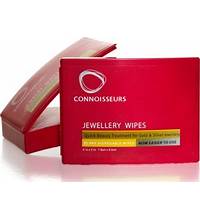 A box of Connoisseurs Jewelry Wipes on a white background.