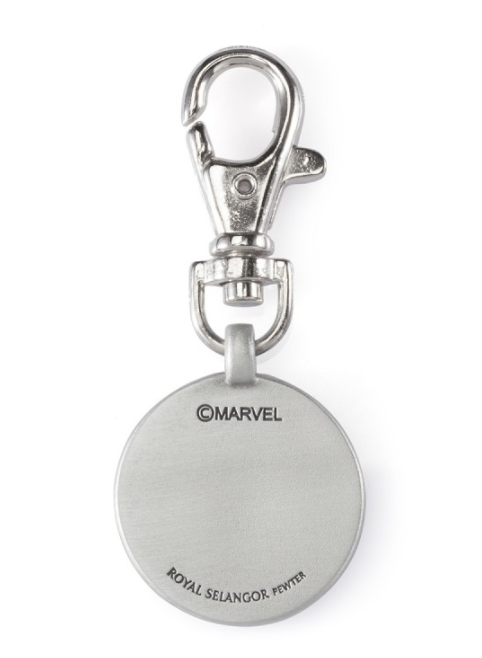 A metal Spider-Man Emblem Keyring Fob 018031 with the word marvel on it.