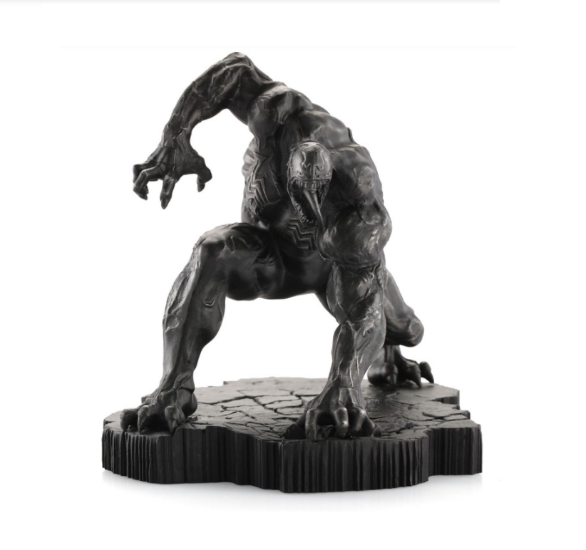 A black statue of a Venom Black Malice Figurine Limited Edition 017942 on a black base.