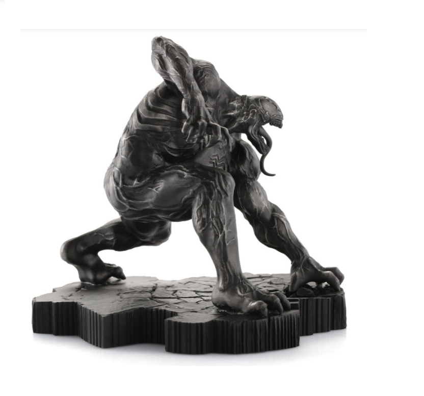 A statue of a Venom Black Malice Figurine. Limited Edition 017942 on a black base.