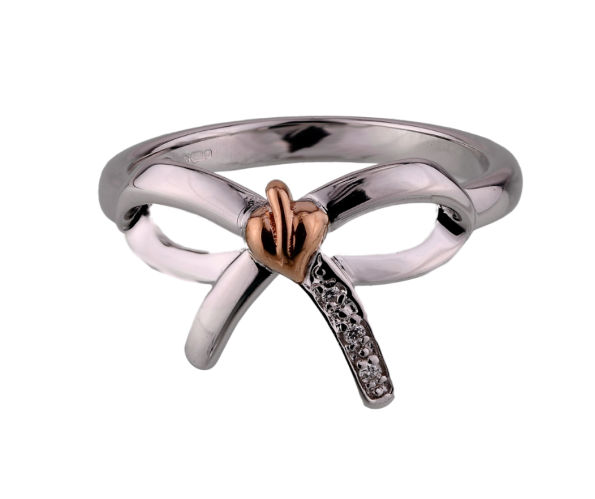 A Clogau Tree of Life® Bow Ring with diamonds.