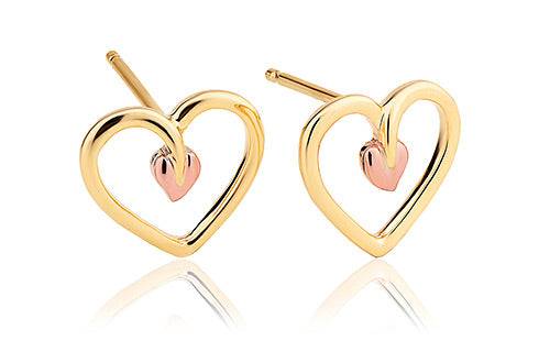 A pair of Clogau Tree of Life Heart Stud Earrings TLHE7.
