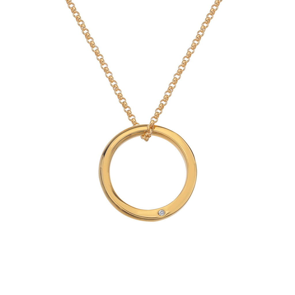 A HOT DIAMONDS X JAC JOSSA Soul Pendant necklace in gold with a diamond in the center.
