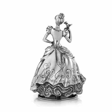A silver Cinderella Music Carousel 016309R of a woman in a dress.