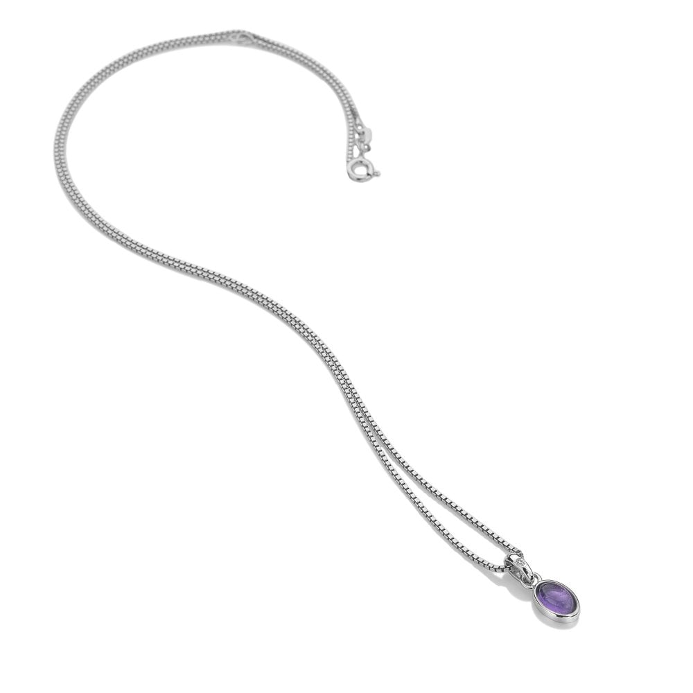 February Birthstone Necklace – Amethyst pendant in sterling silver.