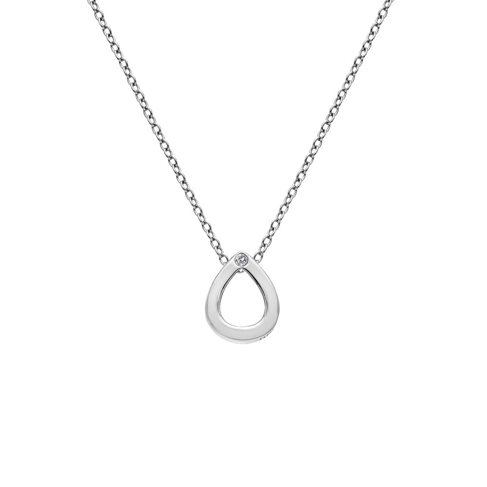 A sterling silver necklace with a Diamond Amulet Teardrop Pendant.