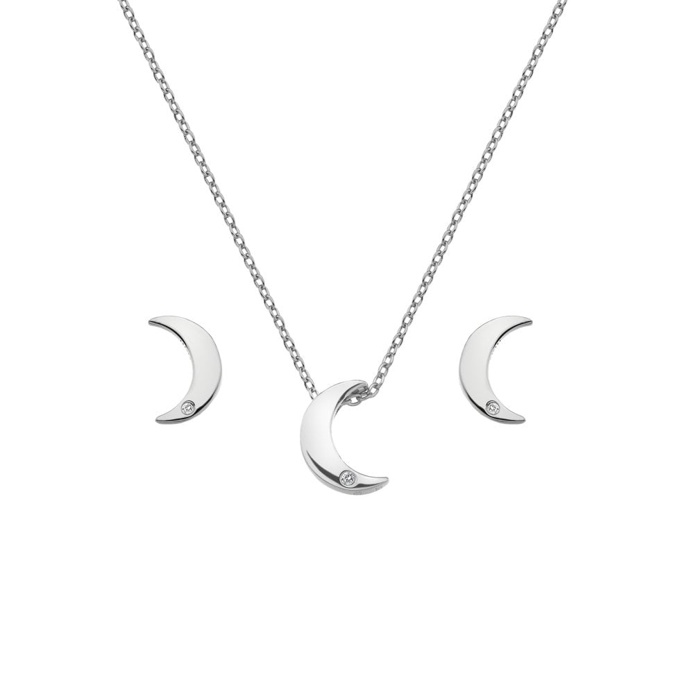 A HOT DIAMONDS Amulets Crescent Gift Set. – SS133 necklace and earring set.