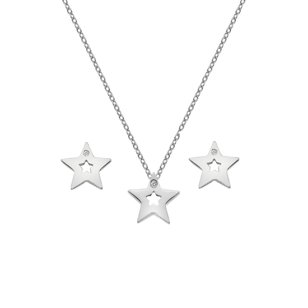 A Hot Diamond Amulet Star Set – SS132 necklace and earring set.