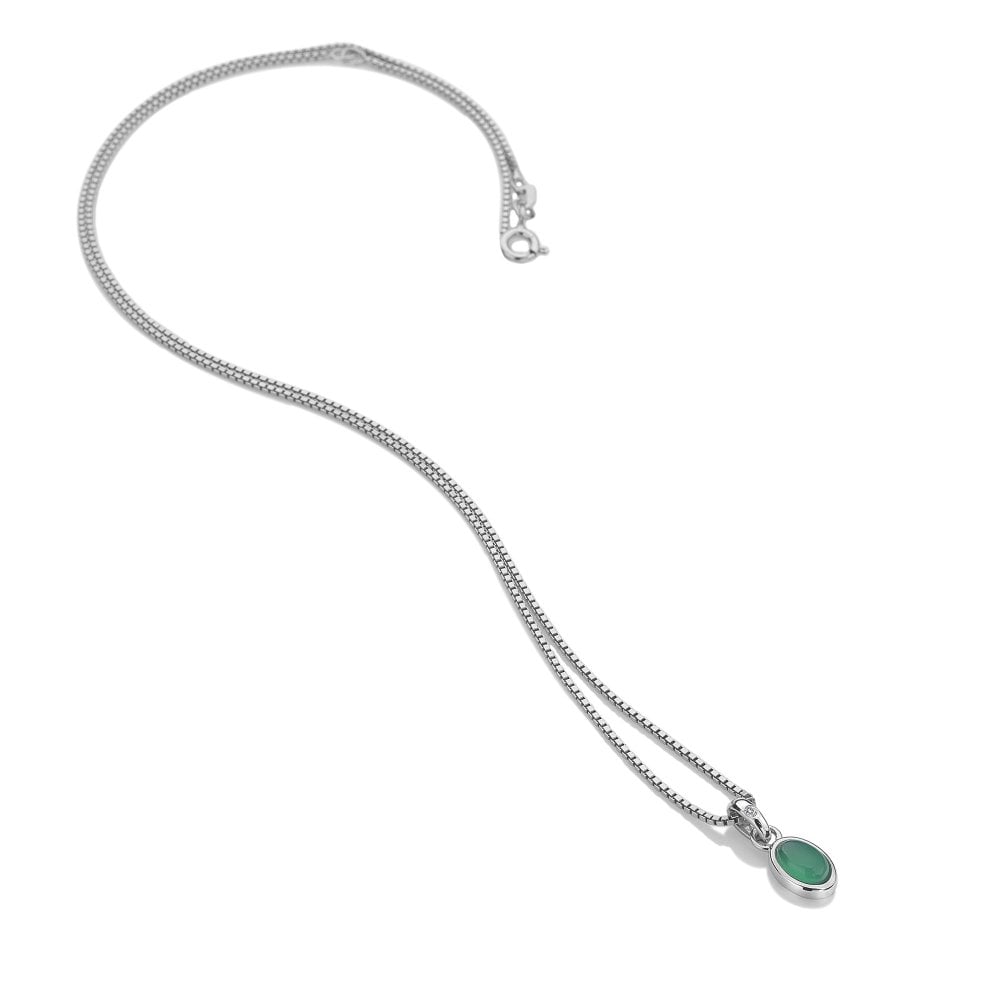 A Birthstone Necklace May – Green Agate with a green agate stone on it.