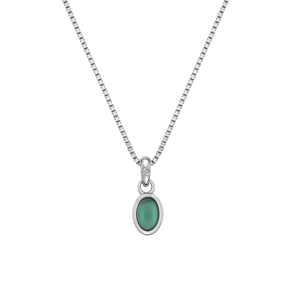 A Birthstone Necklace May – Green Agate on a silver chain.