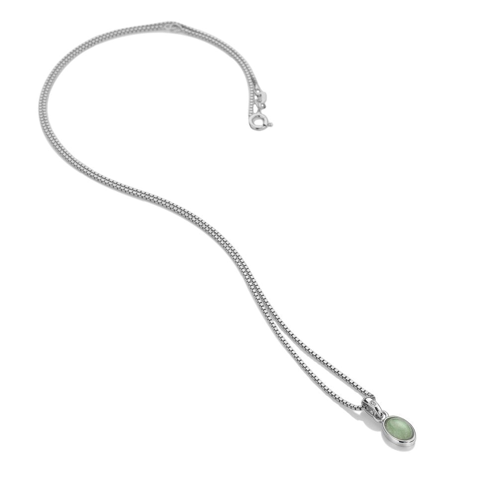 A Birthstone Necklace March - Green Aventurine with a green stone pendant.