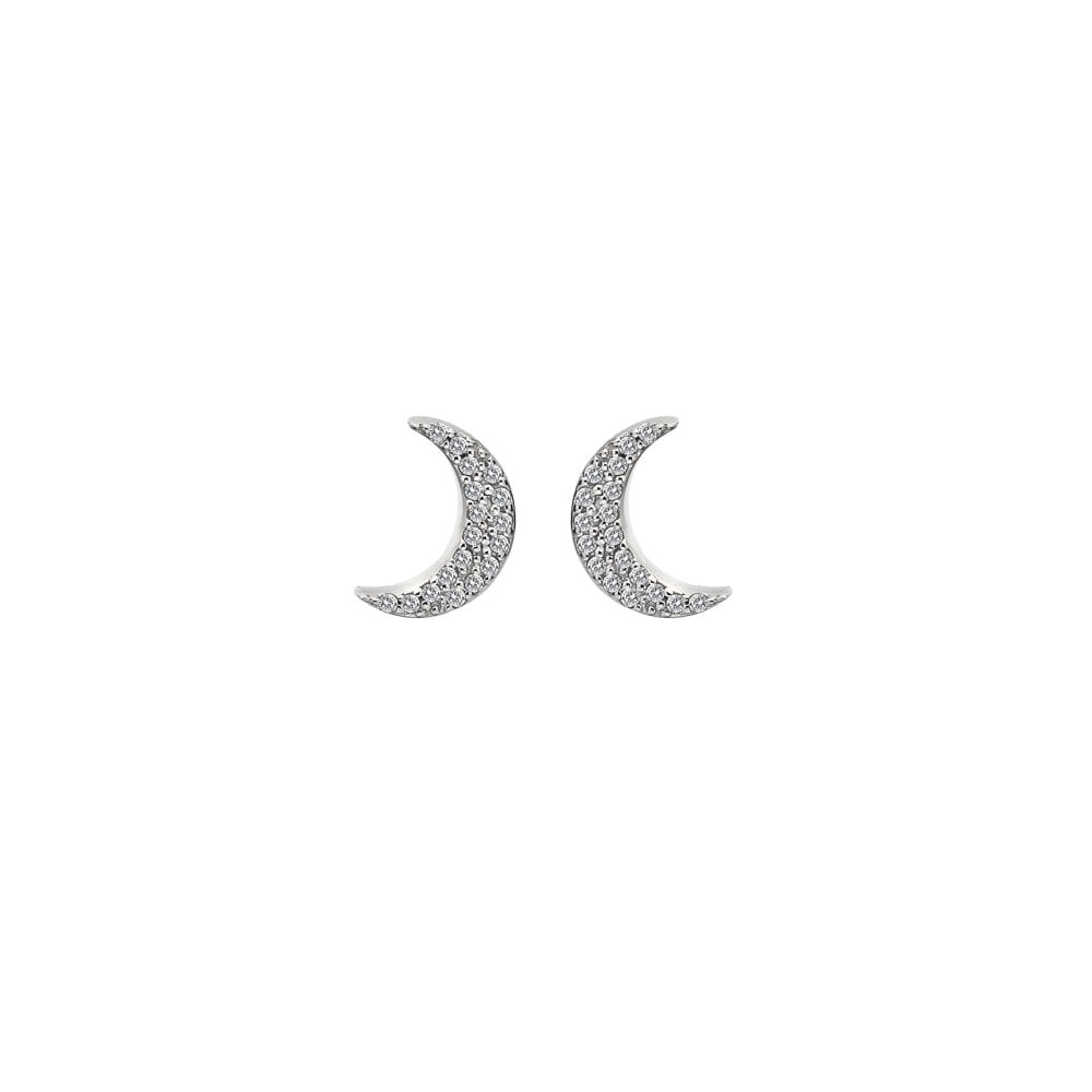 A pair of HOT DIAMONDS Striking Crescent Earrings on a white background.
