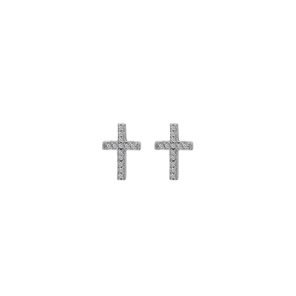 A pair of HOT DIAMONDS Striking Cross Earrings on a white background.