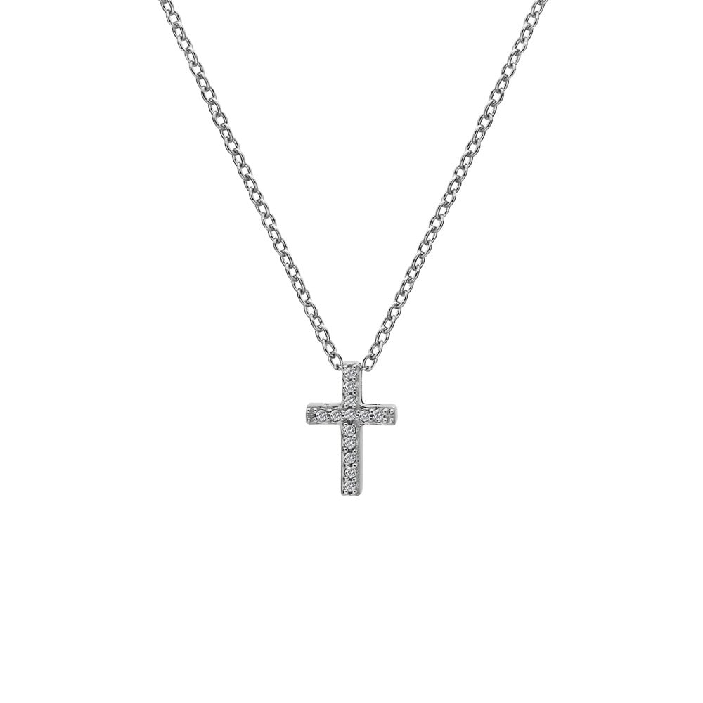 A HOT DIAMONDS Striking Cross Pendant with diamonds on a chain.