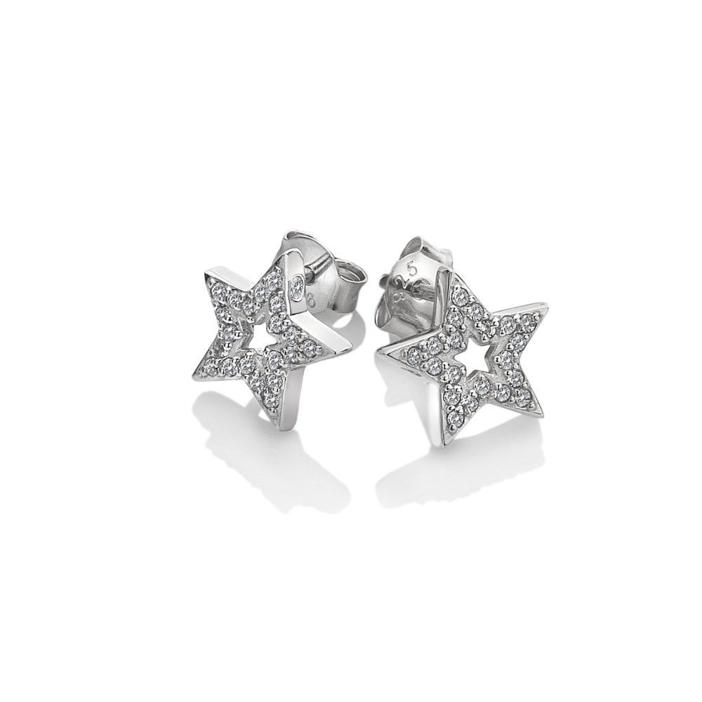 A pair of HOT DIAMONDS Striking Star Earrings. – DE554 with diamonds.