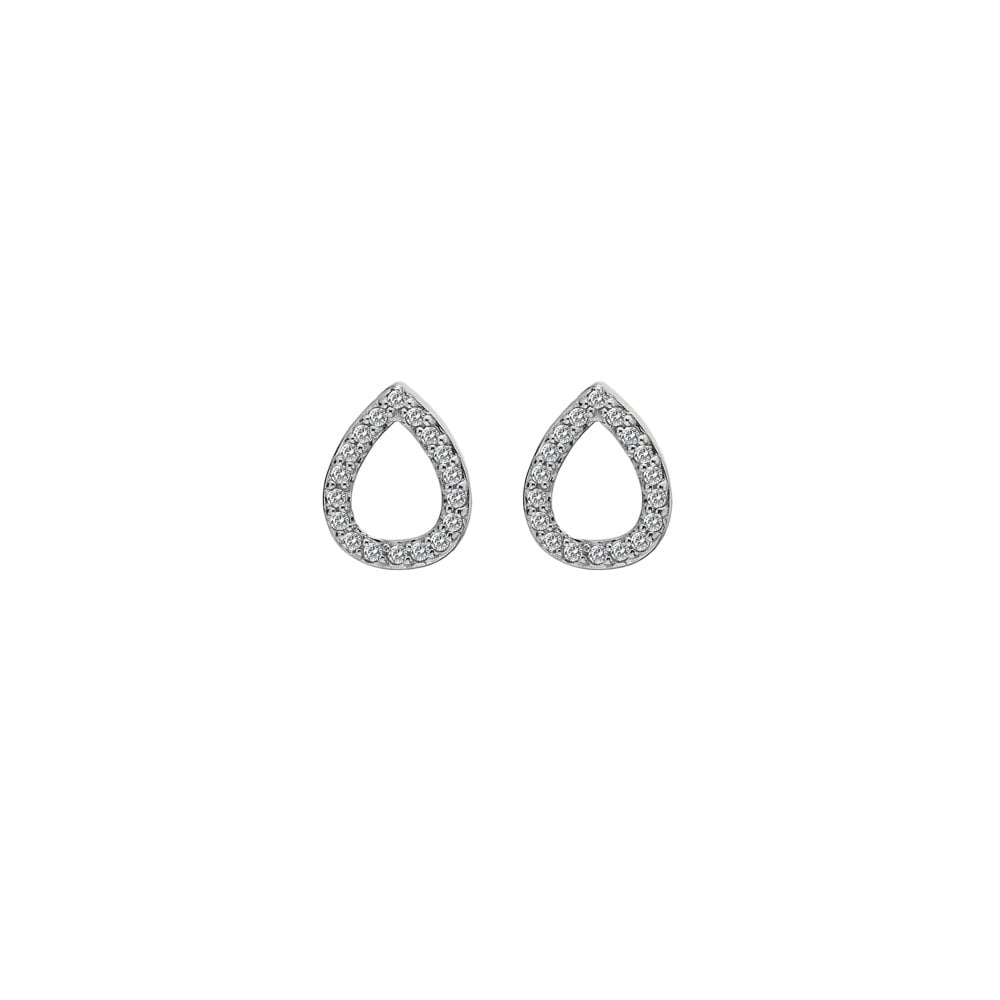 A pair of HOT DIAMONDS Striking Teardrop Earrings with diamonds. (DE555)