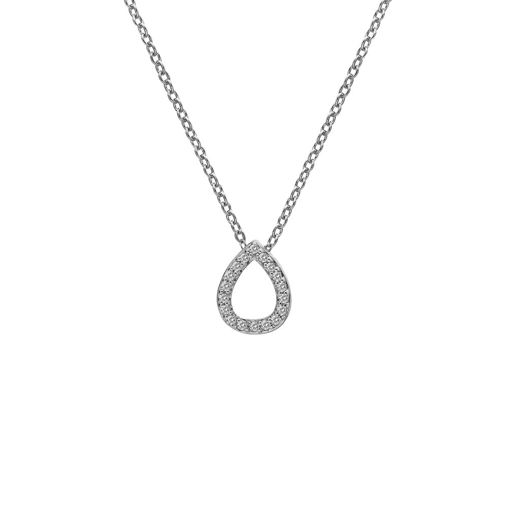A HOT DIAMONDS Striking Teardrop Pendant with diamonds on a chain.